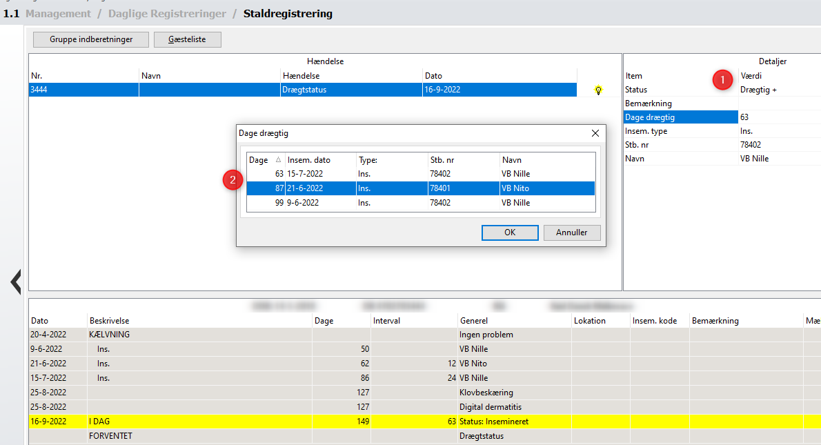 previous insemination DA 1